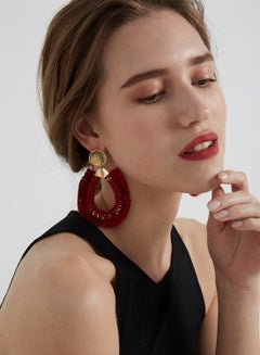 YUEJIN Beads Studded Tear Drop Tassel Earrings  - Image 4