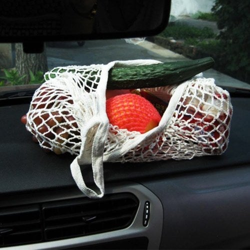 Mesh Net String Shopping Tote Bag Khaki