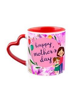 White And Red Heart Handle Ceramic Coffee Mug With Happy Mothers Day Design 115