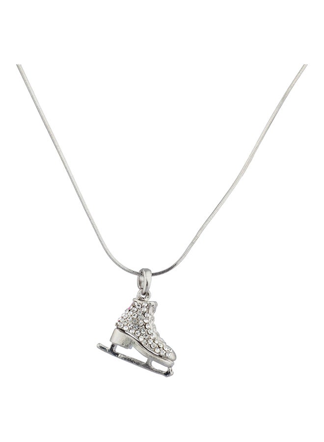 Lux Accessories - Two Sided Skating Pave Ice Skate Pendant Necklace - Image 1