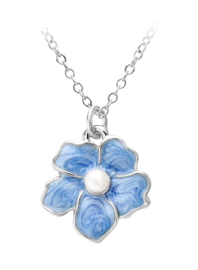 SENFAI Myosotis Forget Me Not Flower Charm Wedding Gift Pendant Necklace - Image 1