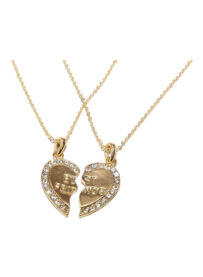 Lux Accessories BFF Forever Necklace w/Rhinestone Studded Valentine Hearts  - Image 2