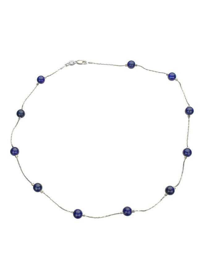 Joyful Creations Lapis Stone Beads Station Illusion Chain Necklace - Image 2