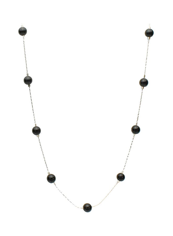 Joyful Creations Onyx Stone Beads Station Illusion Chain Necklace - Image 1