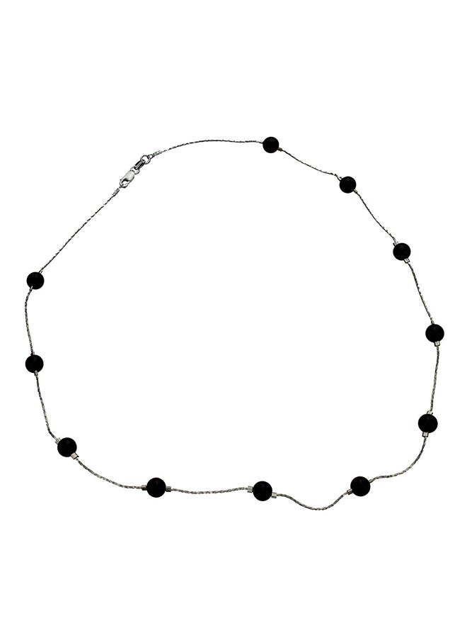 Joyful Creations Onyx Stone Beads Station Illusion Chain Necklace - Image 2