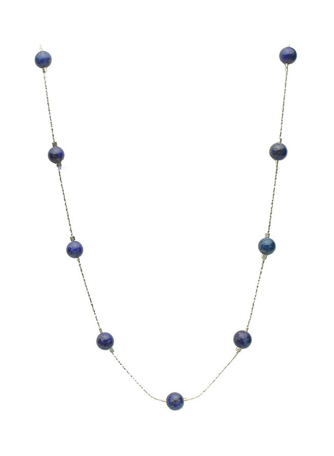 Joyful Creations Lapis Stone Beads Station Illusion Chain Necklace - Image 1