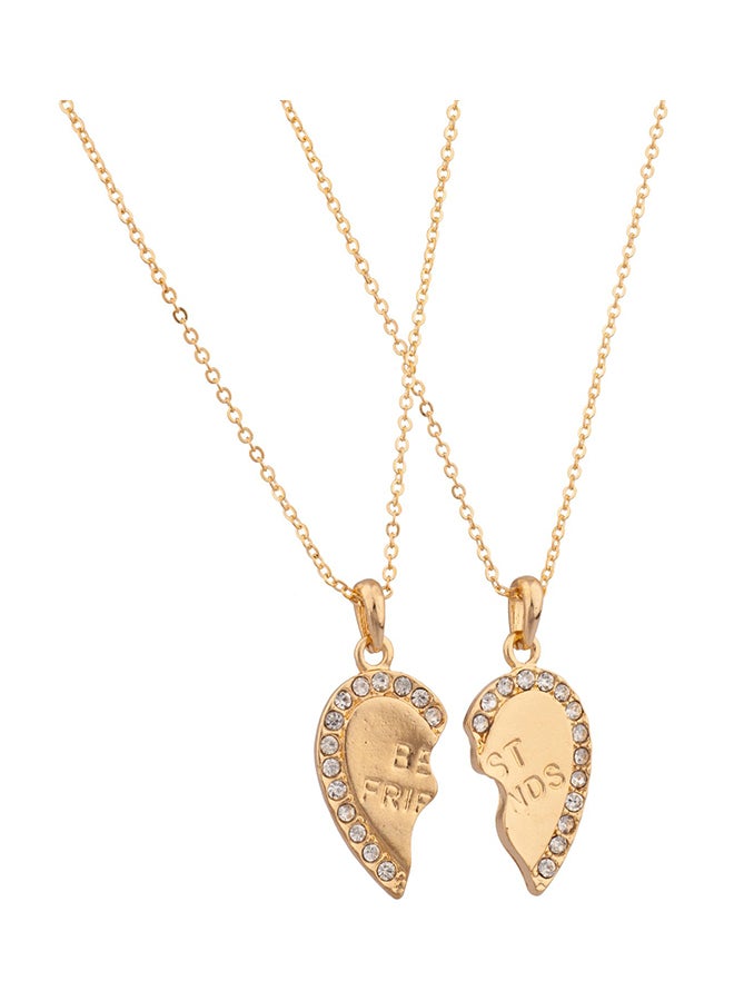 Lux Accessories BFF Forever Necklace w/Rhinestone Studded Valentine Hearts  - Image 1