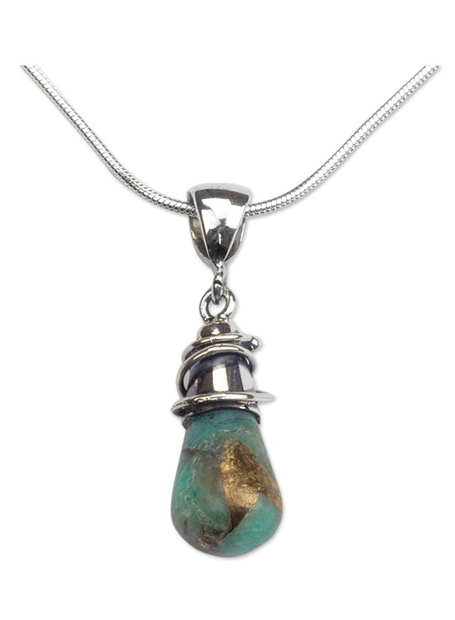 NOVICA Composite Amazonite Andr Pendant Necklace Golden Sea Currents 