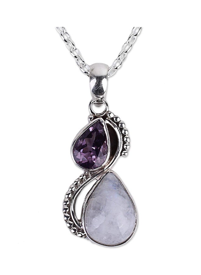 NOVICA Amethyst Rainbow Moonstone Pendant Necklace