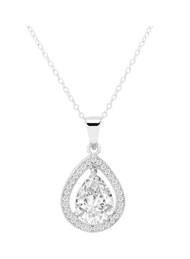 Cate & Chloe - 18k Isabel Queen Halo Teardrop Pendant Necklace - Image 1