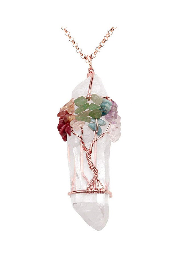 Jovivi Tumbled Stones Healing Crystal Point Pendant Necklace 