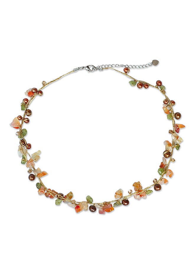 NOVICA - Dyed Freshwater Cultured Pearl Necklace Carnelian Peridot Stones - Image 1