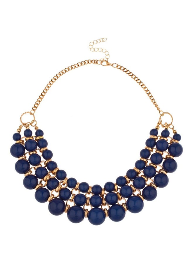 Lux Accessories Multi Row Beaded Bib Statement Chain Necklace