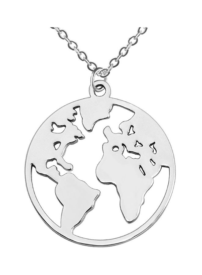 NOUMANDA Charm World Map Necklace Round World Continents Pendant Jewelry Necklace