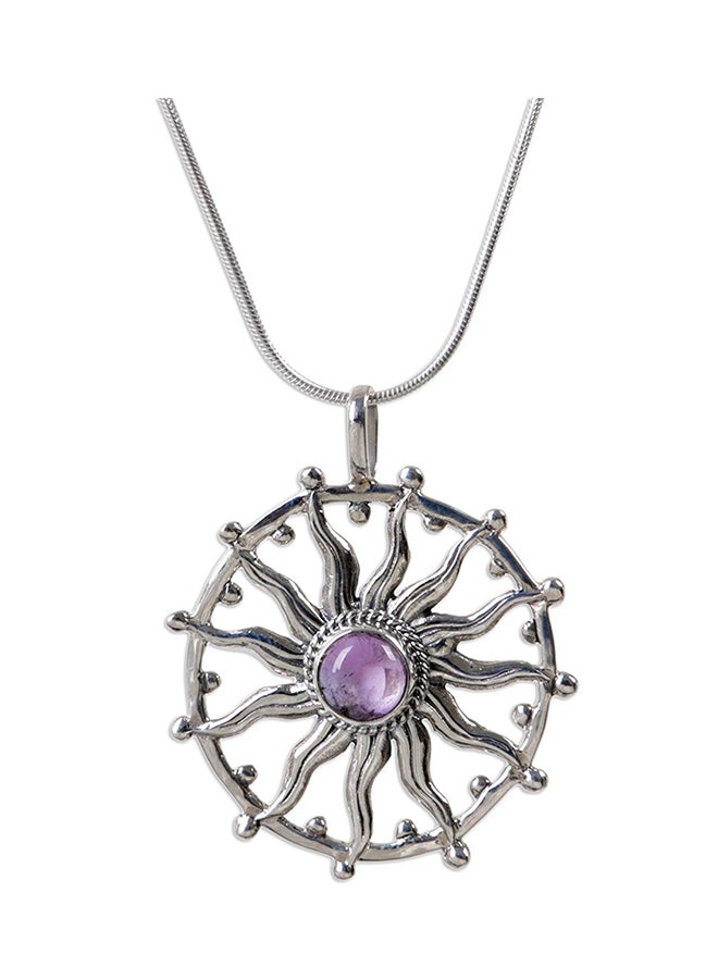 NOVICA - Amethyst Sun Hand Made Pendant Necklace - Image 1