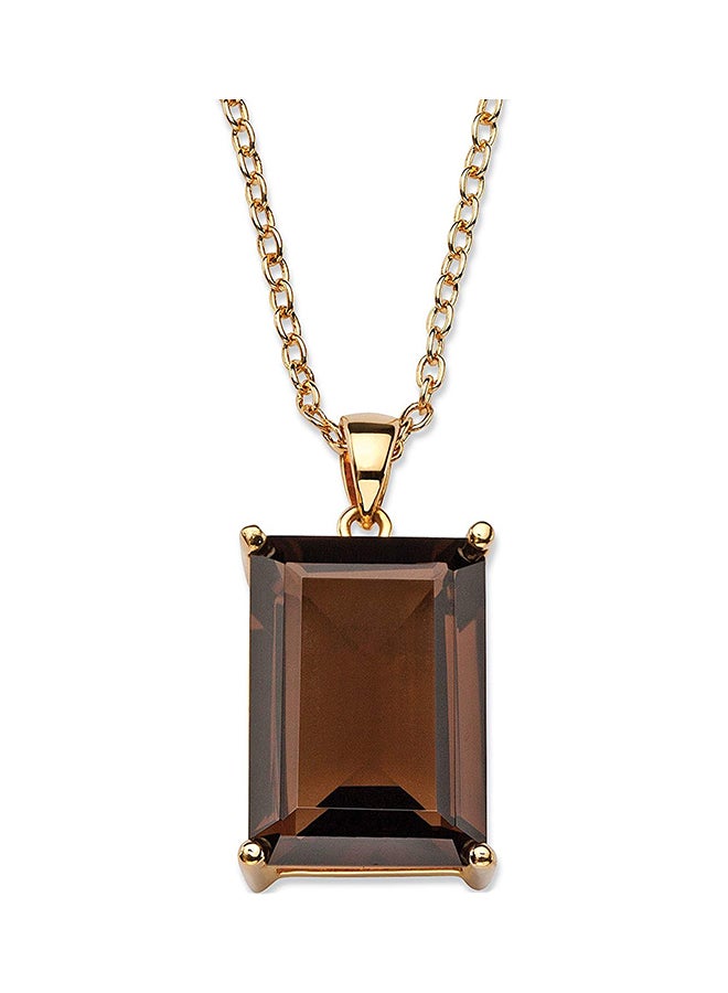 Palm Beach Jewelry Emerald Cut Genuine 14k Gold Plated Pendant Necklace 