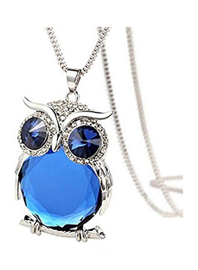 HJ The Night Guardians Long Sweater Chain Owl Shape Austrian Crystal Pendant Necklace 