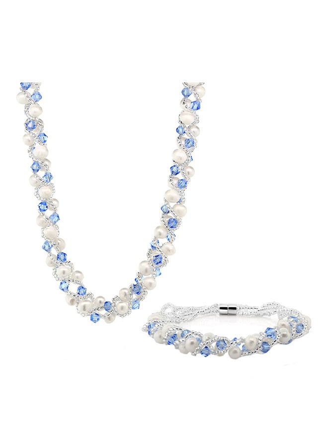 جم ستون كينج قلادة مرصعة بالكريستال ولؤلؤ المياه العذبة - Image 1