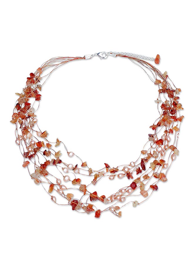 NOVICA - Dyed Cultured Freshwater Pearl and Carnelian Beaded Necklace - Image 1