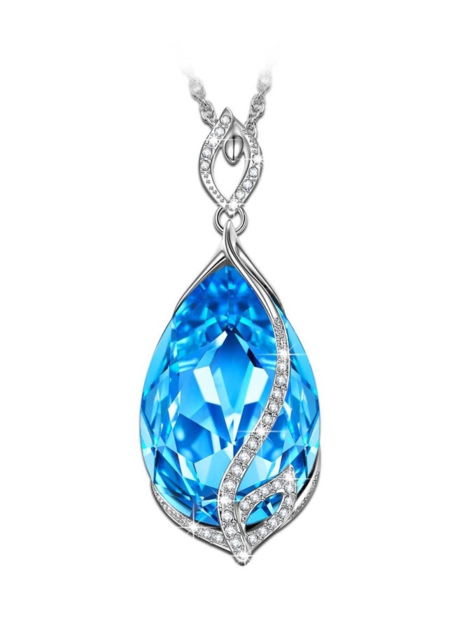 J.NINA - Tranquil Pendant Necklace With Aquamarine Crystals From Swarovski Perfect Christmas Valenties Day Anniversary - Image 1