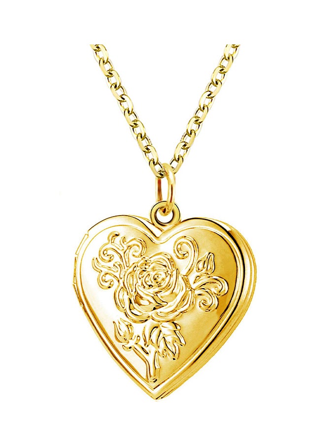 YOUFENG - Love Heart Locket Flower Memories Photo Locket Charms Living Memory Locket Pendant Necklace - Image 1