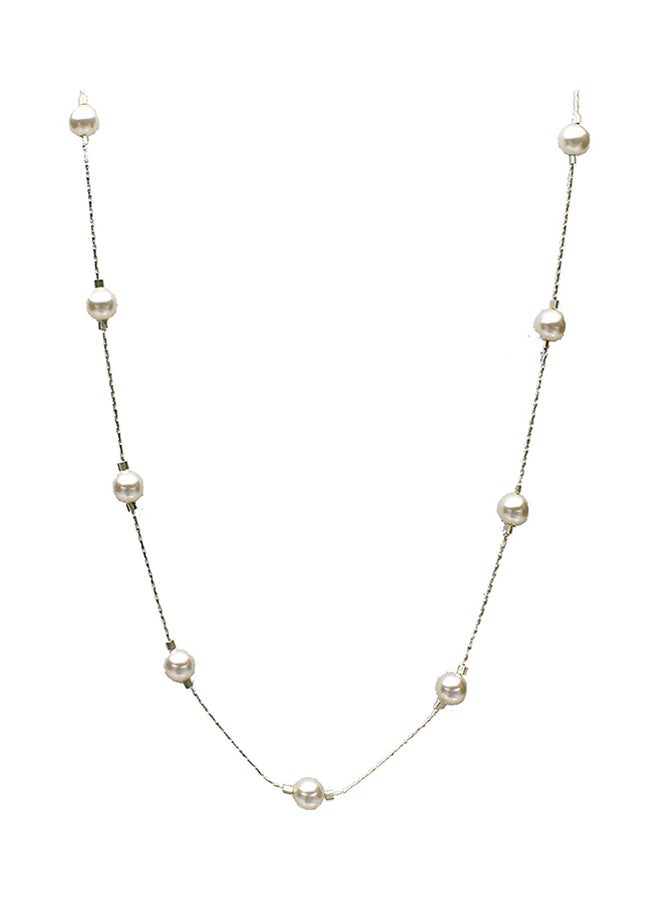 Joyful Creations Chain Station Illusion Necklace Made With Swarovski Crystal Simulated Pearls