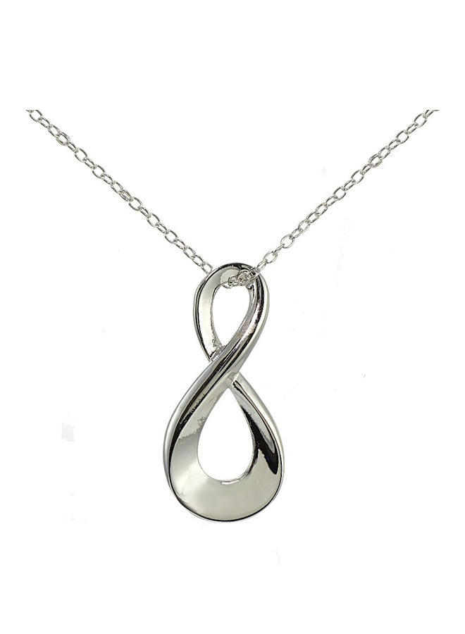 Hoops & Loops - Infinity Figure Eight Friendship Love His Her Polished Drop Pendant Necklace - Image 1