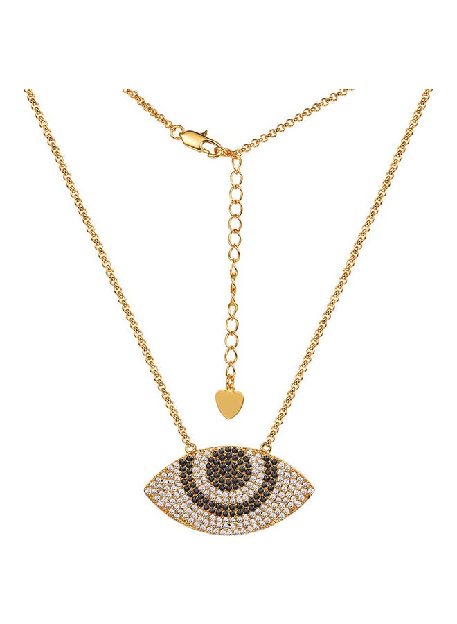Evil Eye Pendant Necklace Cubic Zirconia And Adjustable Box Chain Bolo Necklace Gold Plated Evil Eye Charm Necklace