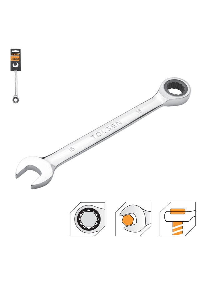 Fixed Combination Ratchet Spanner silver