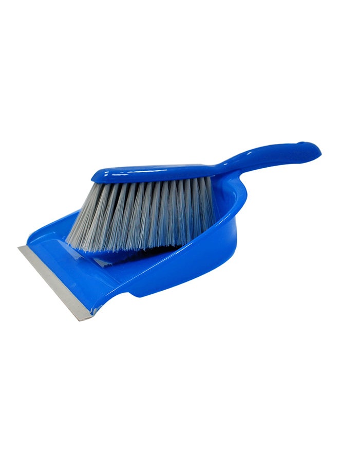 2-Piece Dustpan With Cleaning Brush Set Ash/Blue