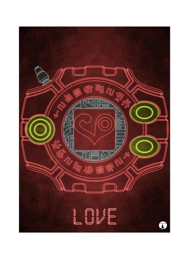 BP Metal Plate Of The Anime Digimon Poster Red/Black/Yellow