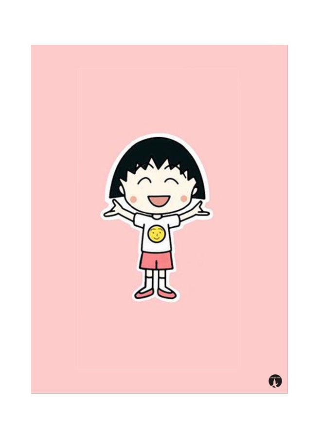 بي بي لوحة معدنية لبوستر أنيمي ماروكو الصغيرة وردي/أسود