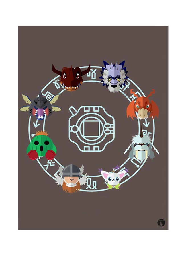 BP Metal Plate Of The Anime Digimon Poster Multicolour