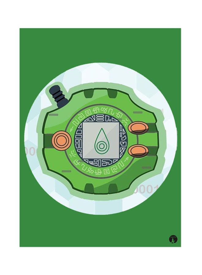 BP Metal Plate Of The Anime Digimon Poster Green/White