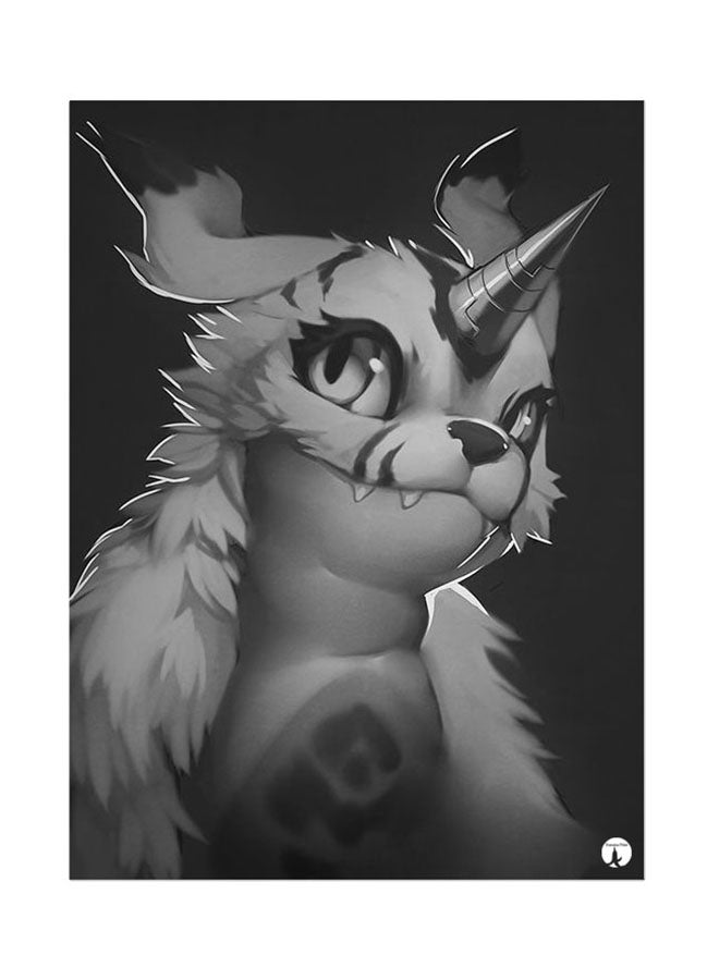 BP Metal Plate Of The Anime Digimon Poster Grey/Black