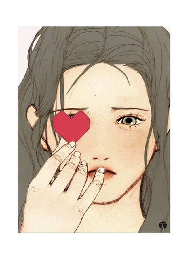 بي بي لوحة معدنية لبوستر الفن الكوري بيج/رمادي/أحمر