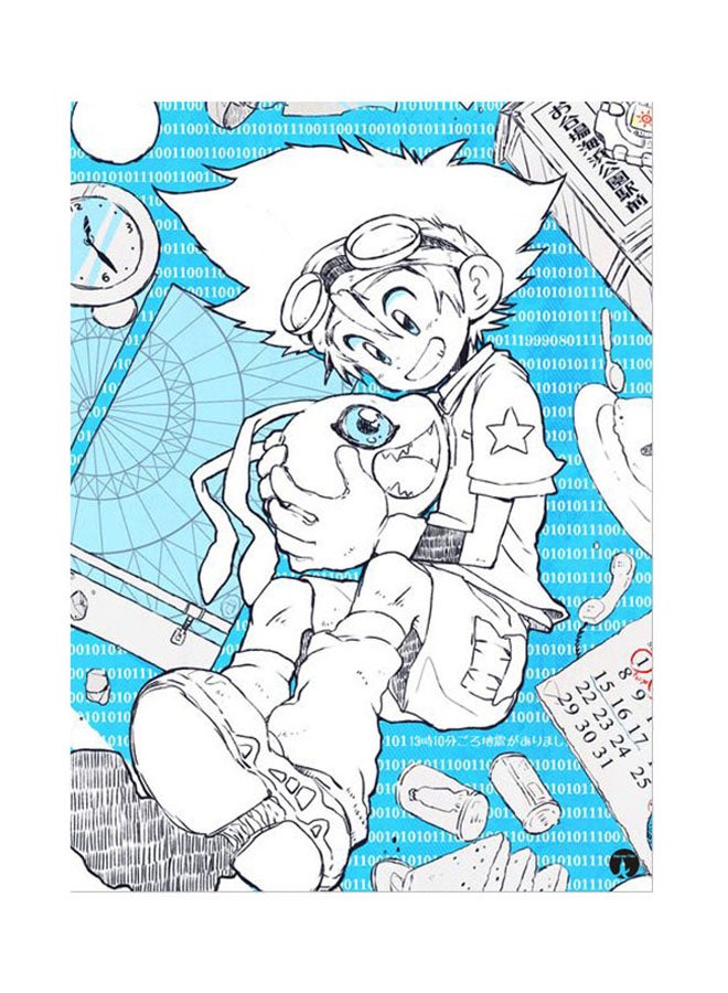 BP Metal Plate Of The Anime Digimon Poster Blue/White