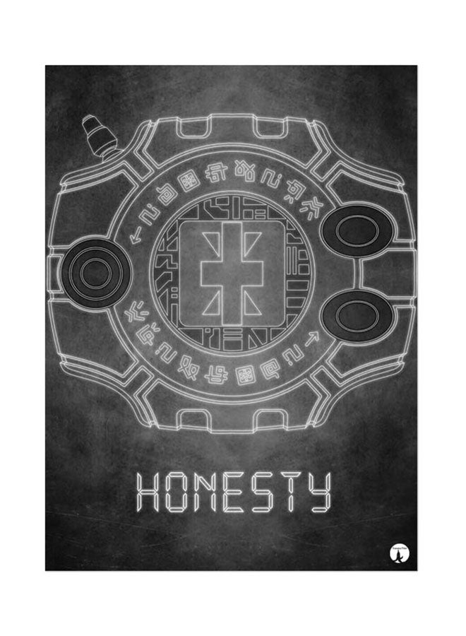 BP Metal Plate Of The Anime Digimon Poster Black/White