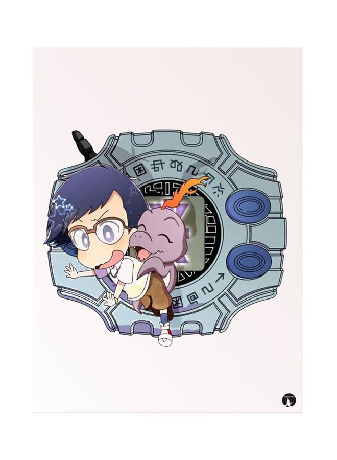 BP Metal Plate Of The Anime Digimon Poster Pink/Blue