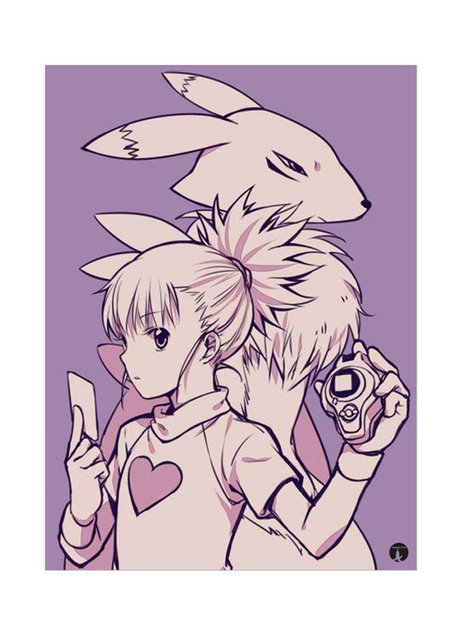 BP Metal Plate Of The Anime Digimon Poster Pink/Purple