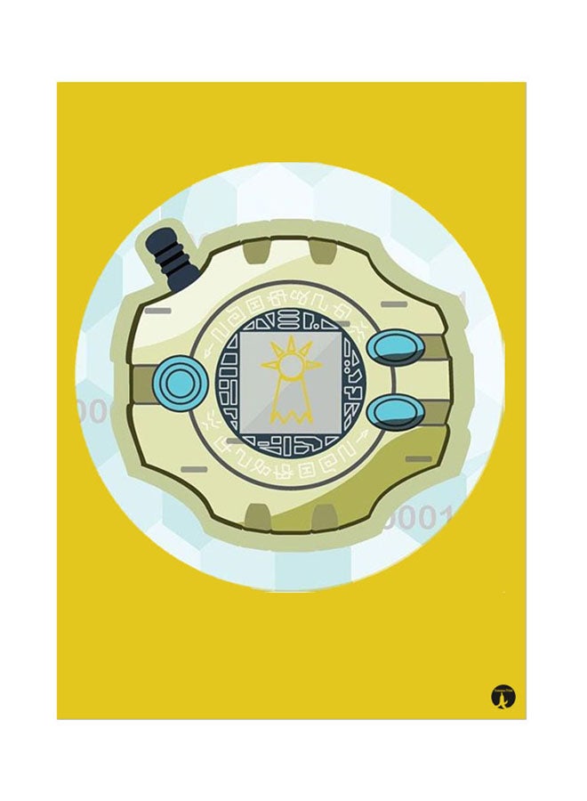 BP Metal Plate Of The Anime Digimon Poster Yellow/White/Grey