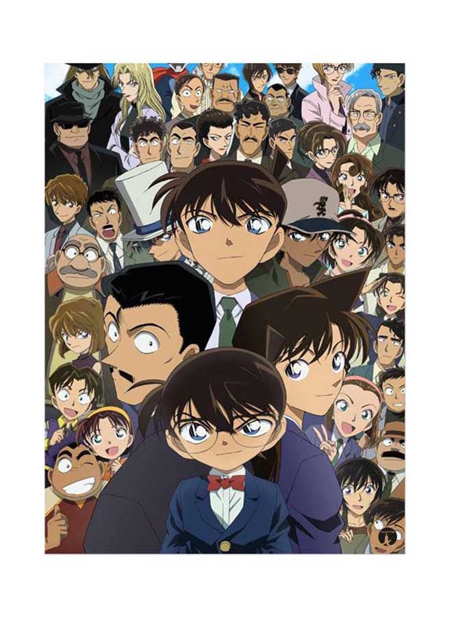 بي بي لوحة معدنية لبوستر أنيمي المحقق كونان بني / أسود / أبيض