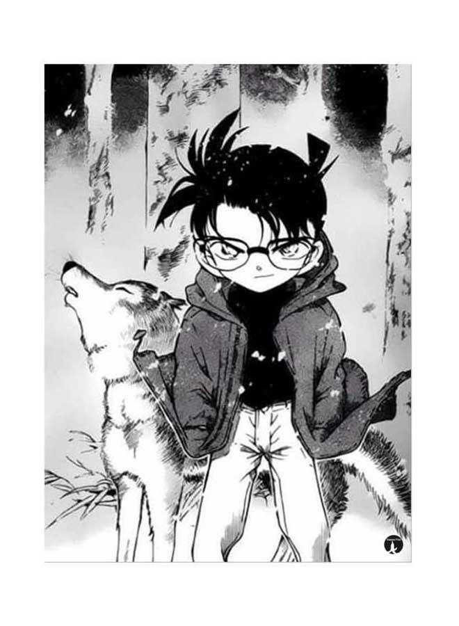 بي بي لوحة معدنية بصورة أنمي المحقق كونان أسود/ أبيض