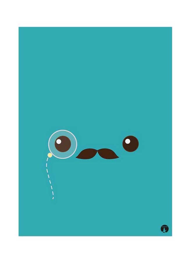 BP Metal Plate Of A Face Poster Blue/Brown