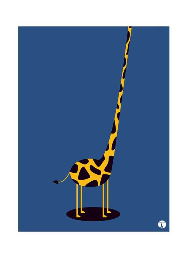 BP Metal Plate Of A Giraffe Poster Blue/Yellow/Black