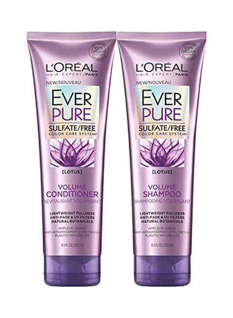 L'Oreal Paris EverPure Sulfate-Free Color Care System Volume Shampoo & Conditioner with lotus, 8.5 Ounce Each Multicolour 2.12472kg