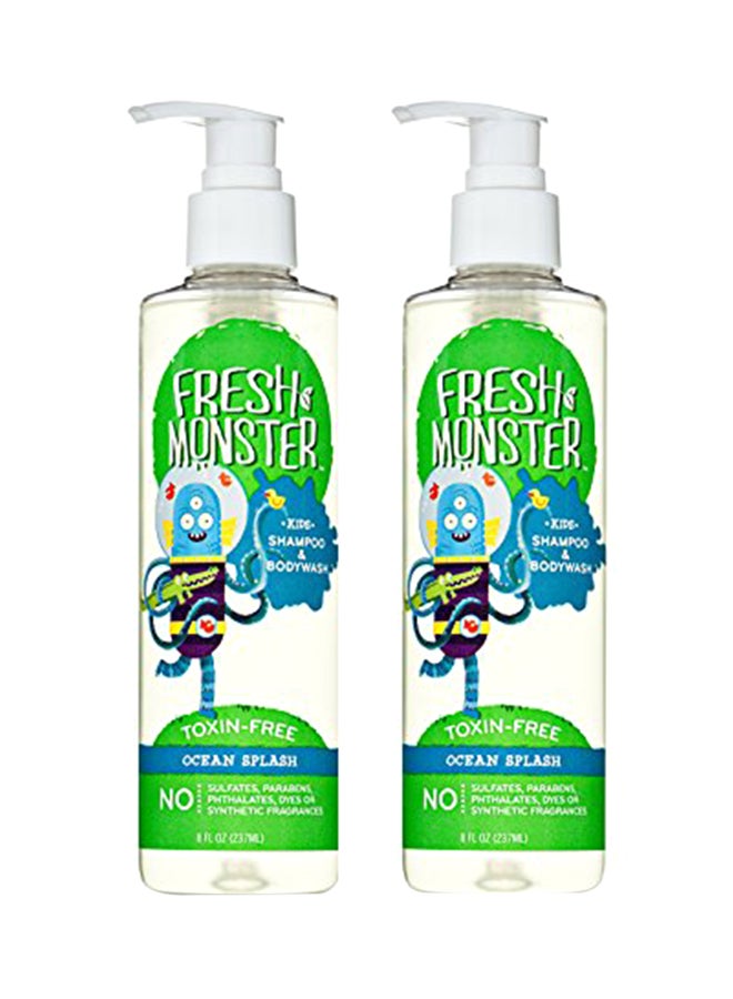 فريش مونستر Toxin-free Hypoallergenic 2-in-1 Kids Shampoo & Body Wash, Ocean Splash, 2 count, 8.5 ounces Multicolour 0.5675kg 