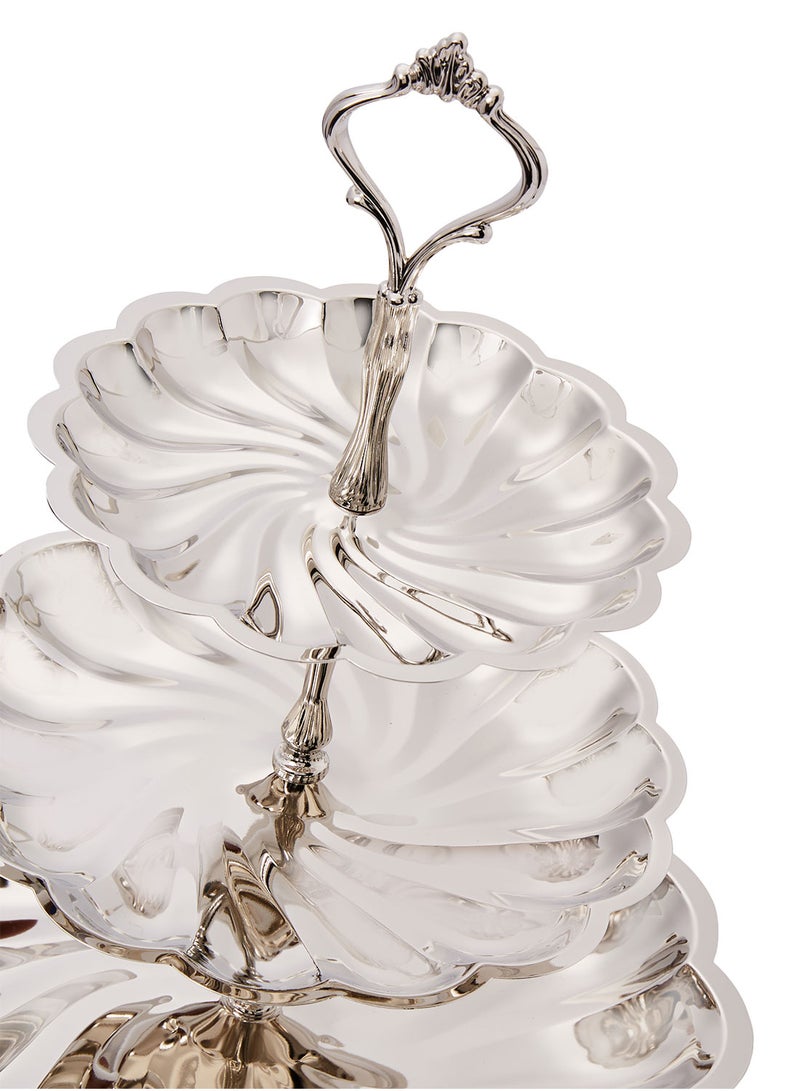 LINKAGE Candy Dish 3 Tier SS Multicolour Standard Standard 6 x 30.4 x 30.2 cm Silver - Image 3