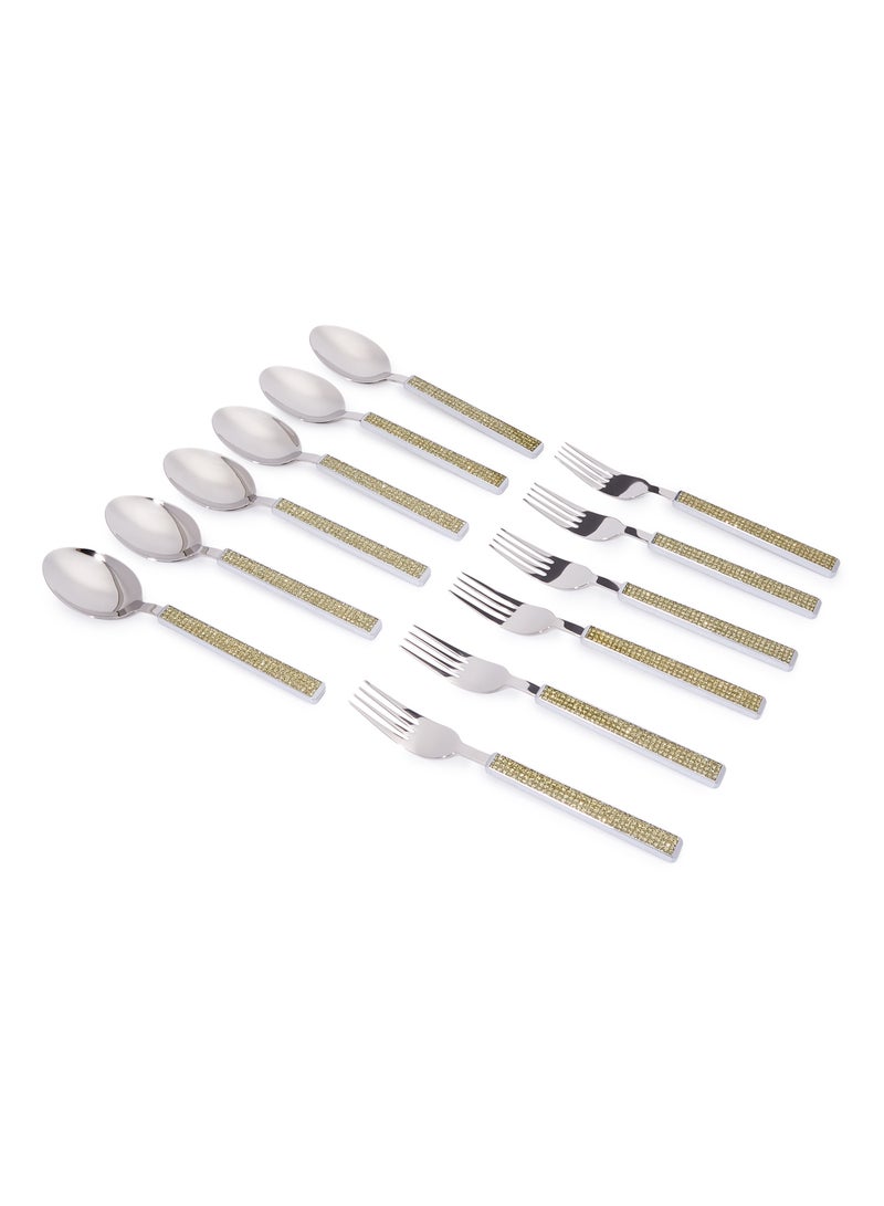 LINKAGE Glitter 12Piece Table Spoon And Fork Cutlery Set Multicolour Standard - Image 1