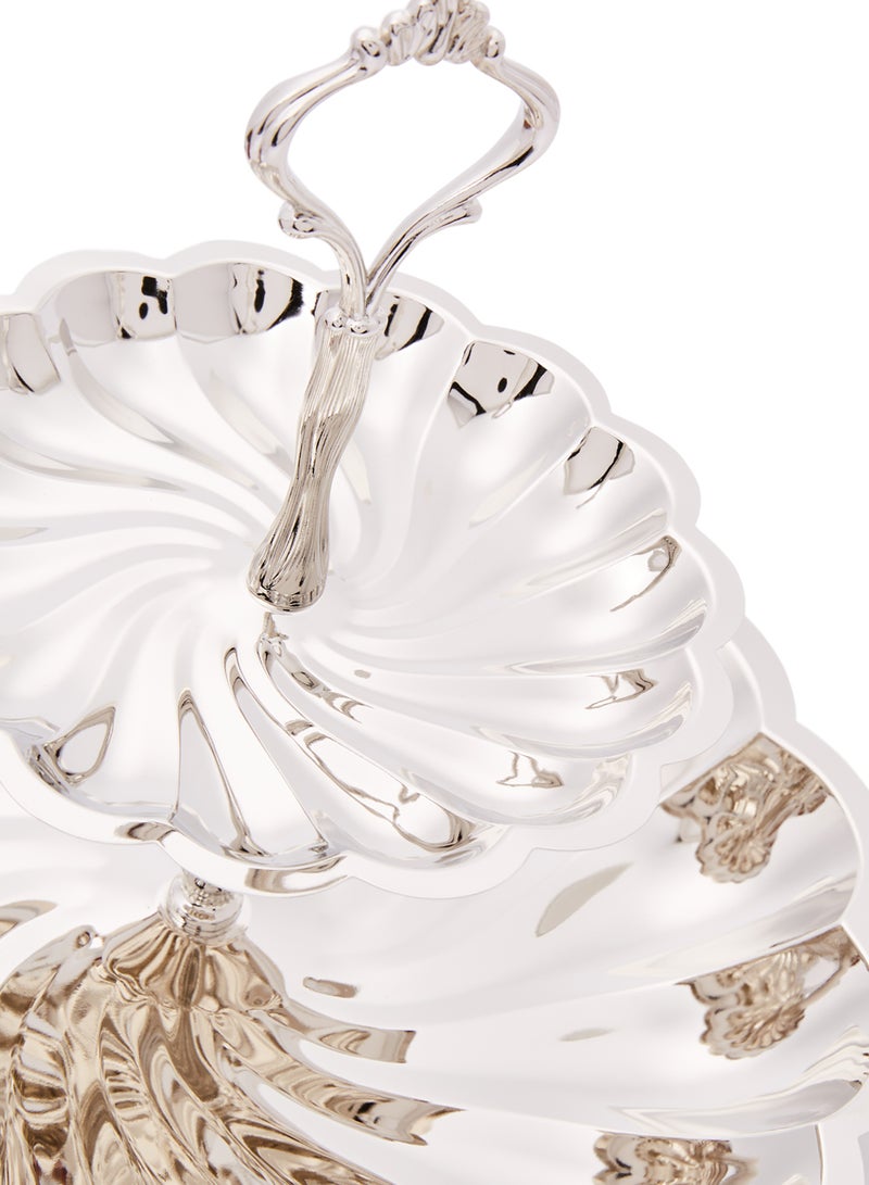 لينكيدج طبق تقديم حلويات مزدوج الرفوف مصنوع من الستانلس ستيل بحجم قياسي وألوان متعددة - Image 3